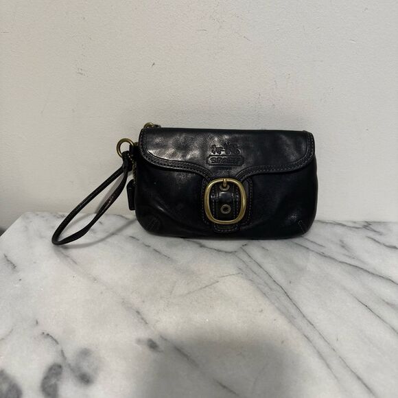 Coach Black Leather Clutch with Gold Hardware - Picture 1 of 16